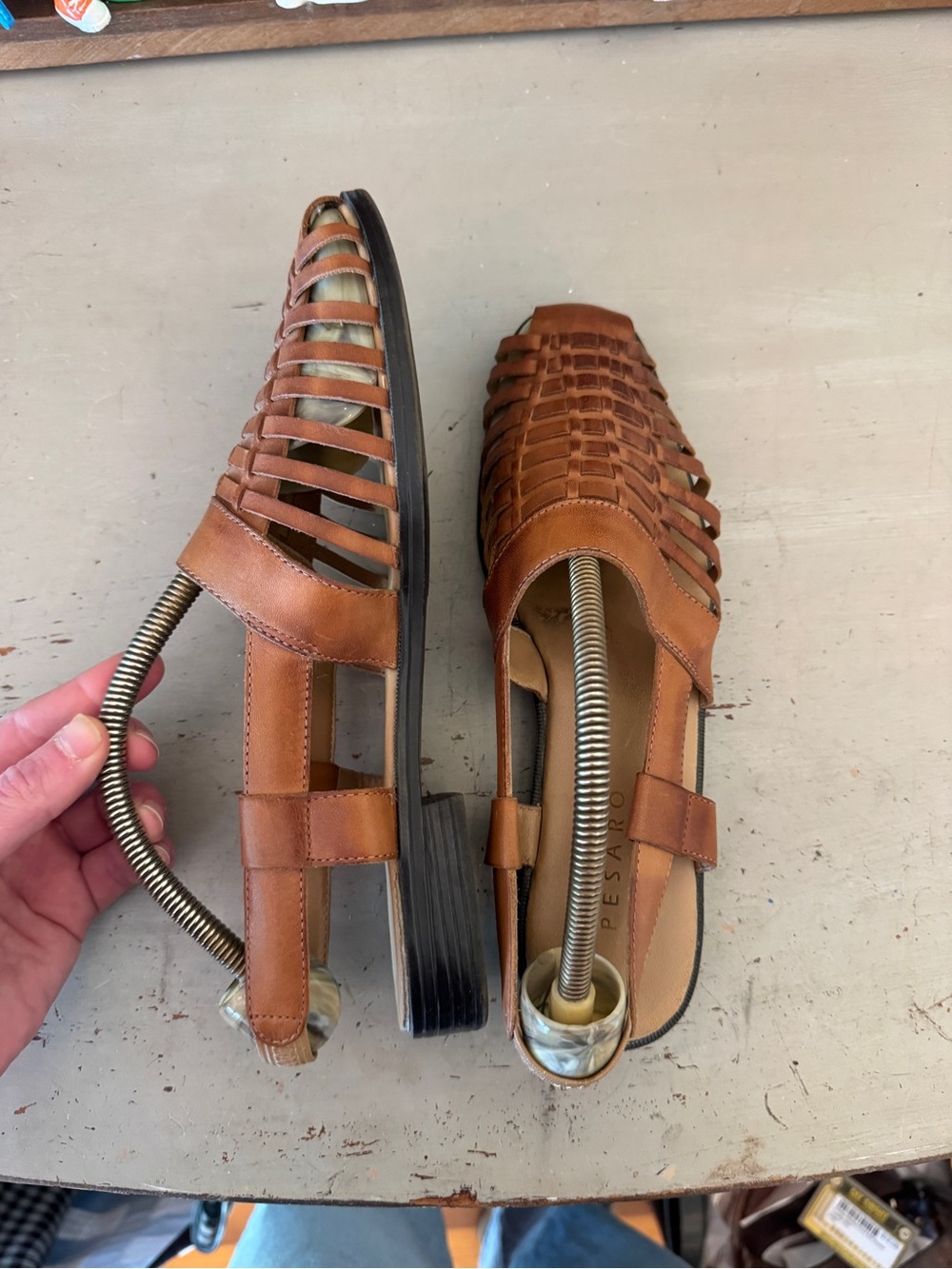 Vintage Leather Woven Loafers Flats Sandals Elastic Slingback Womens 9 - Picture 3 of 8